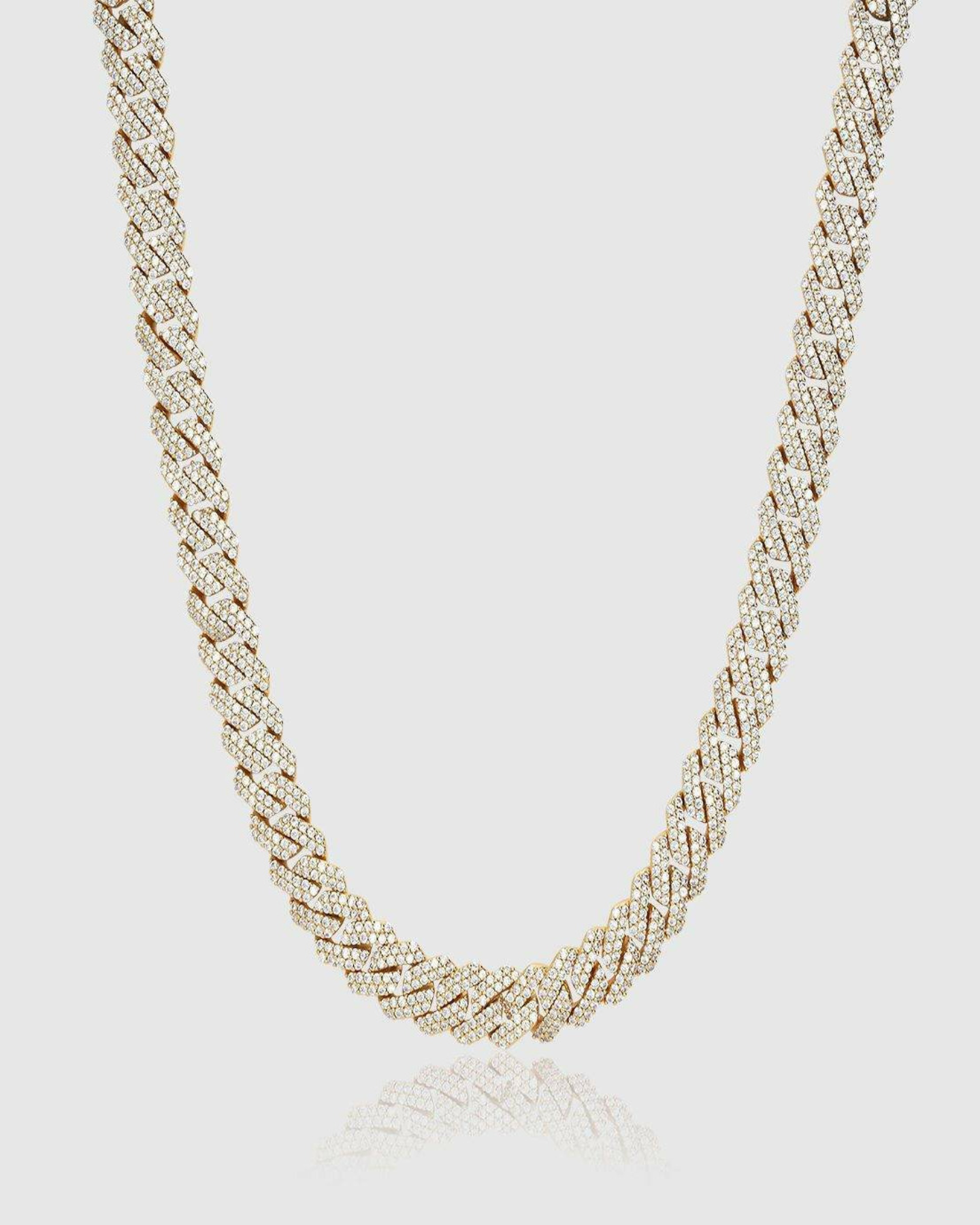 10mm Diamond Prong Link Chain - Gold