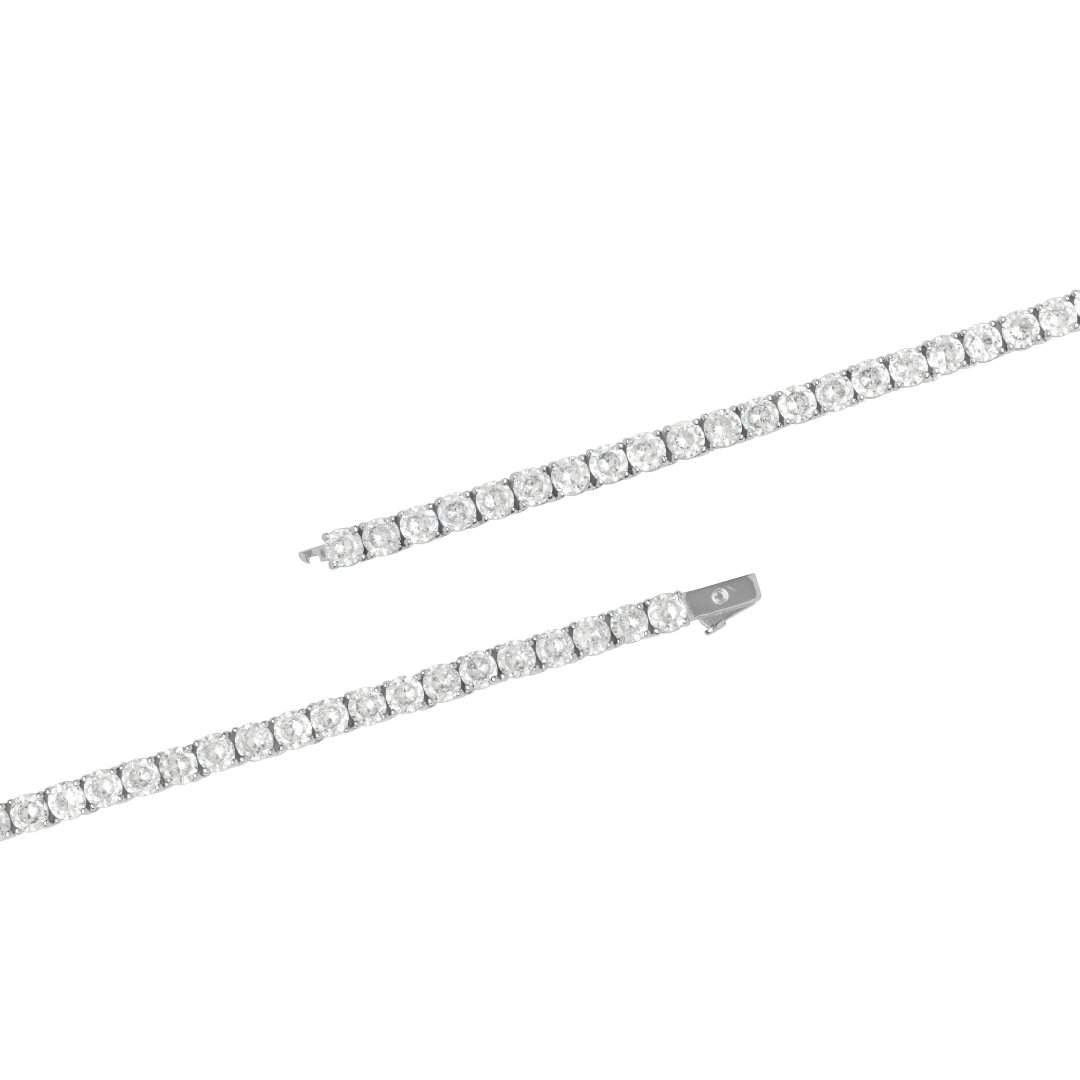 5mm Tennis Chain + Bracelet Bundle - White Gold - Counter Drip