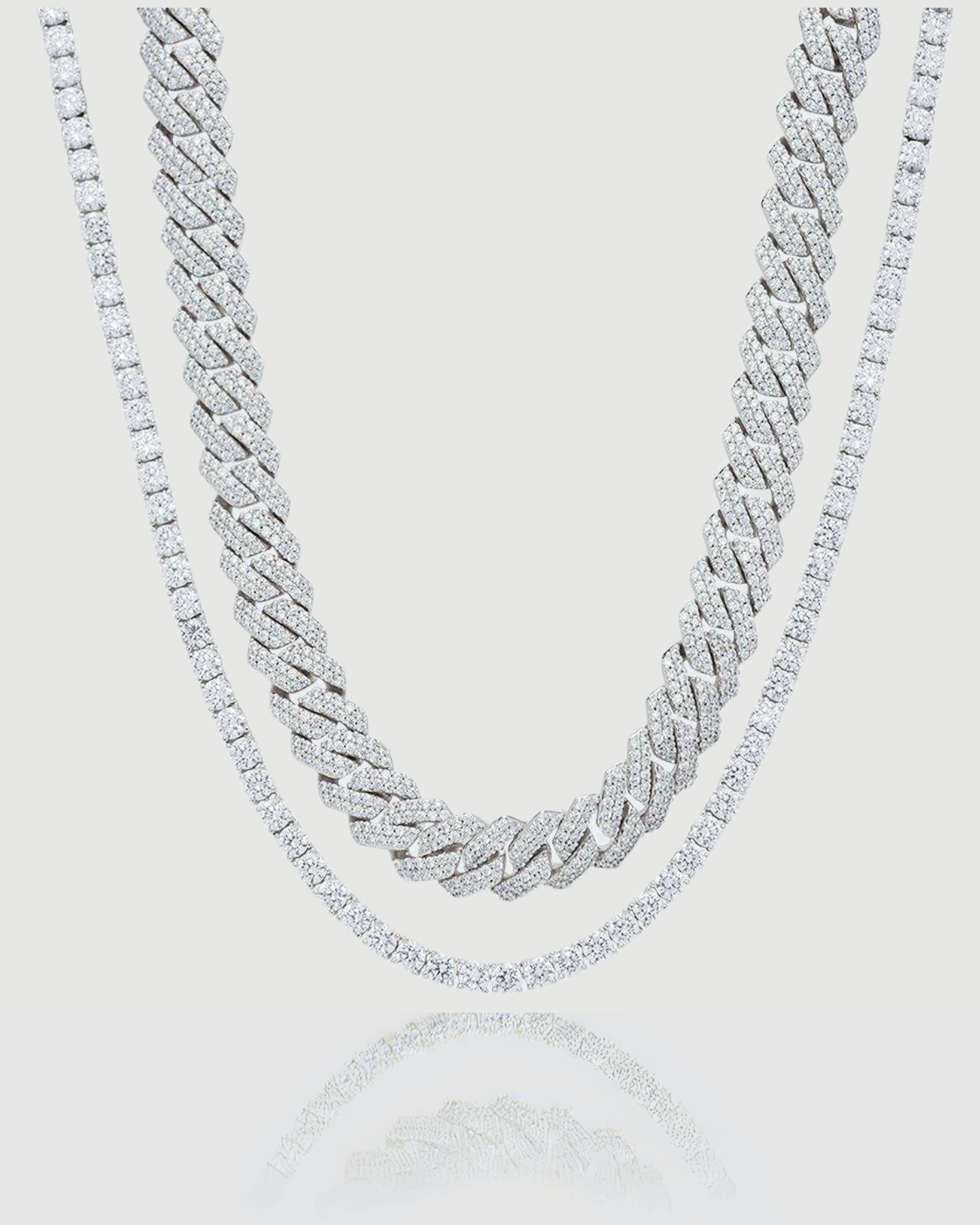 10mm Prong Link + 5mm Tennis Chain Bundle - White Gold