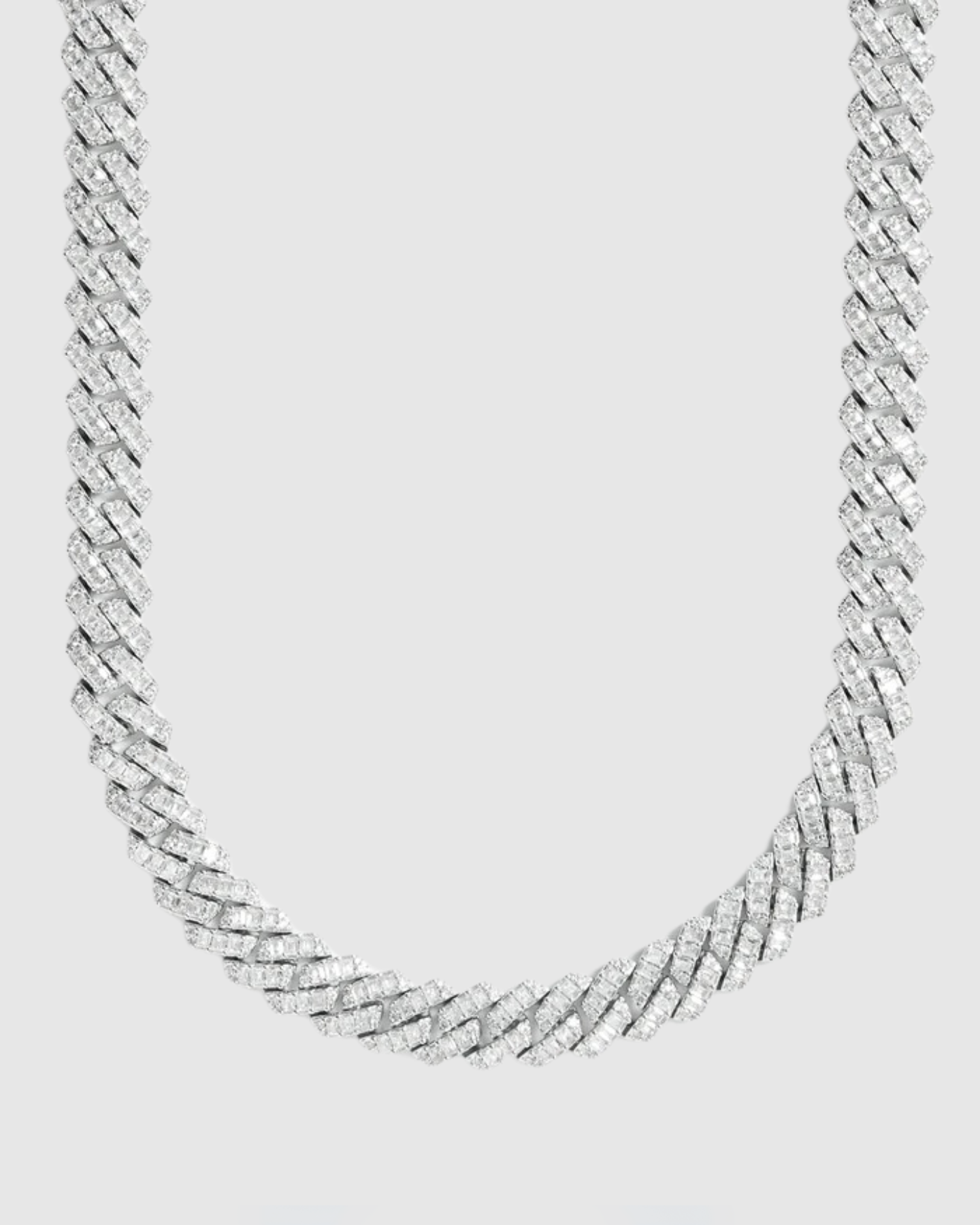 15mm Iced Cuban Link - White Gold